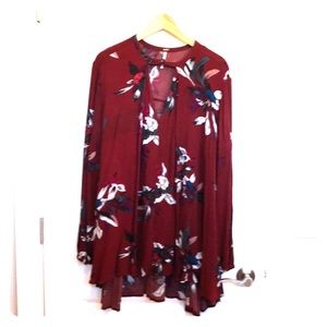 Free People Flowy Maroon Floral Dress